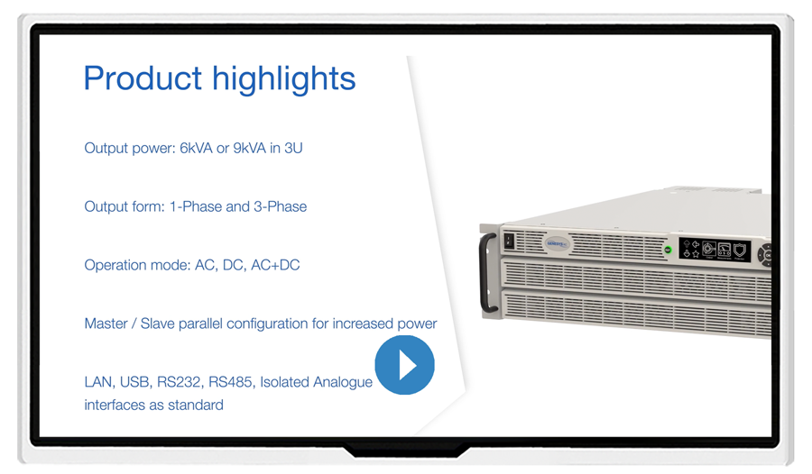 GENESYS™ AC 6kVA and 9kVA AC Programmable Power Sources