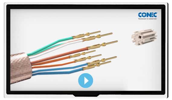 CONEC: M12x1 Connectors field-attachable with Crimp termination 