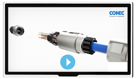 CONEC: M12x1 Connector field attachable - Crimp termination