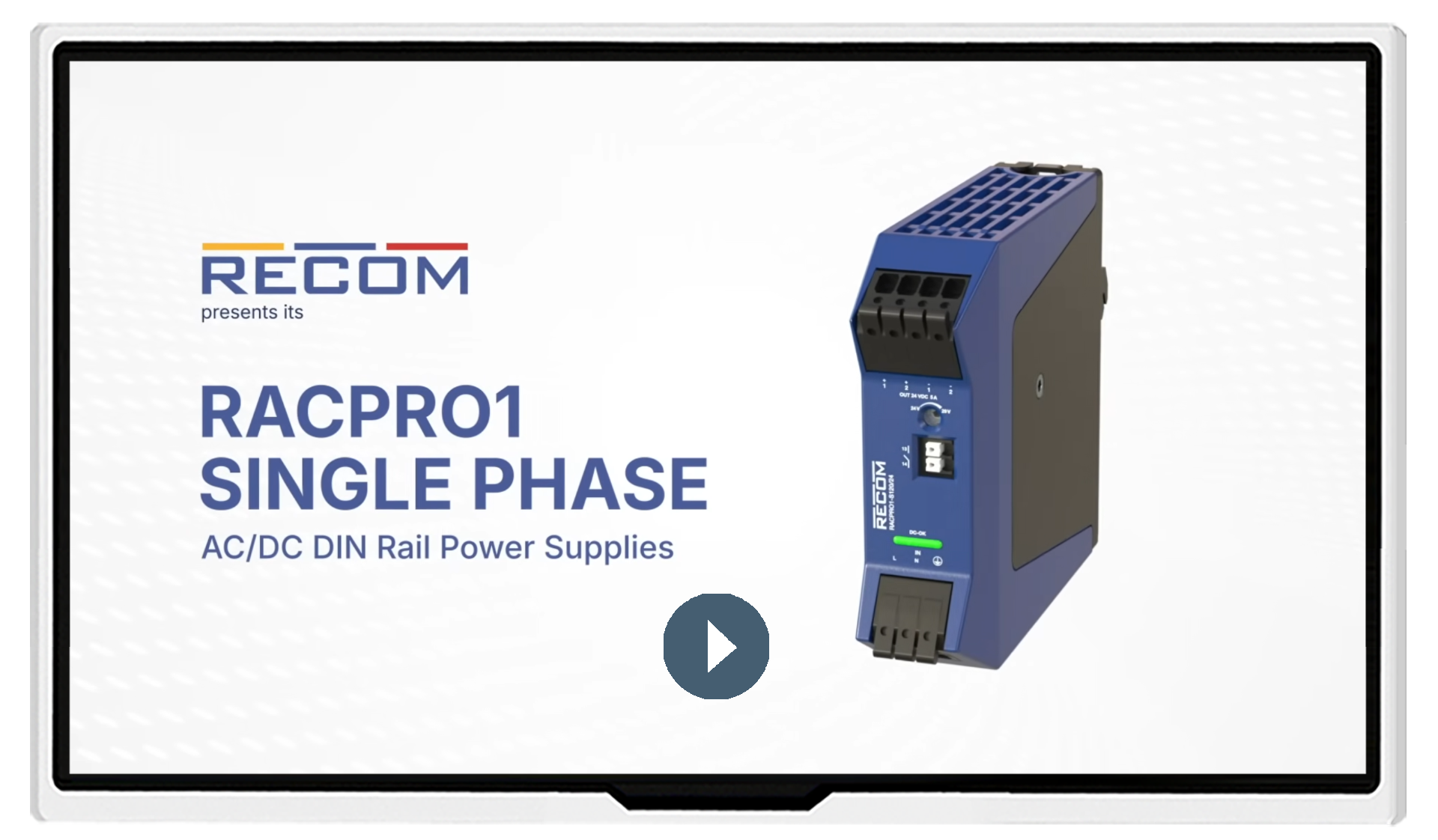 RECOM RACPRO1 Single Phase AC DC DIN Rail Power Supplies