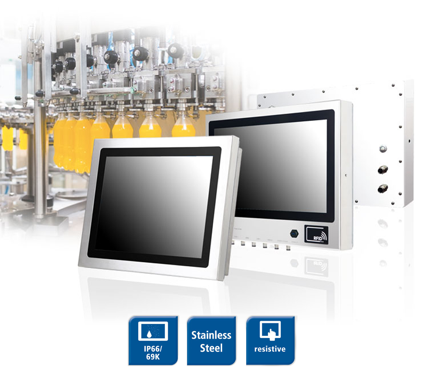 Industrial Panel PC in IP66/69K stainless steel housing