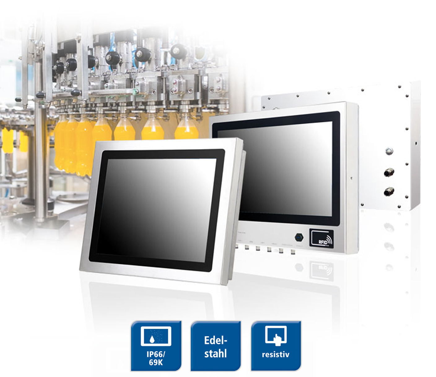 Industrielle Panel‑PC im IP66/69K-Edelstahlgehäuse