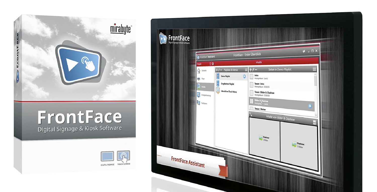 Digital-Signage-Displays mit FrontFace-Software