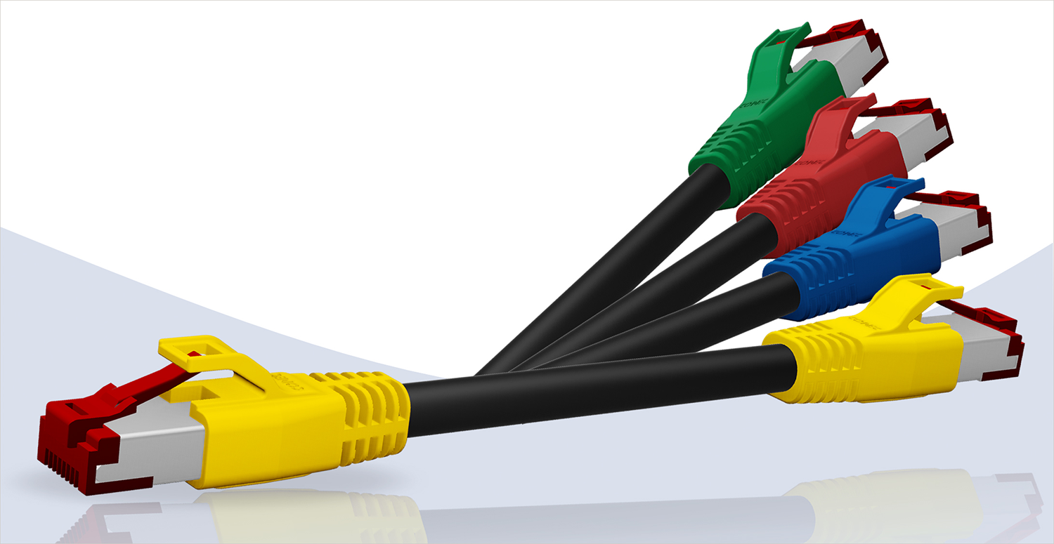 RJ45 Industrial Ethernet patch cord and patch cord with coloured overmould