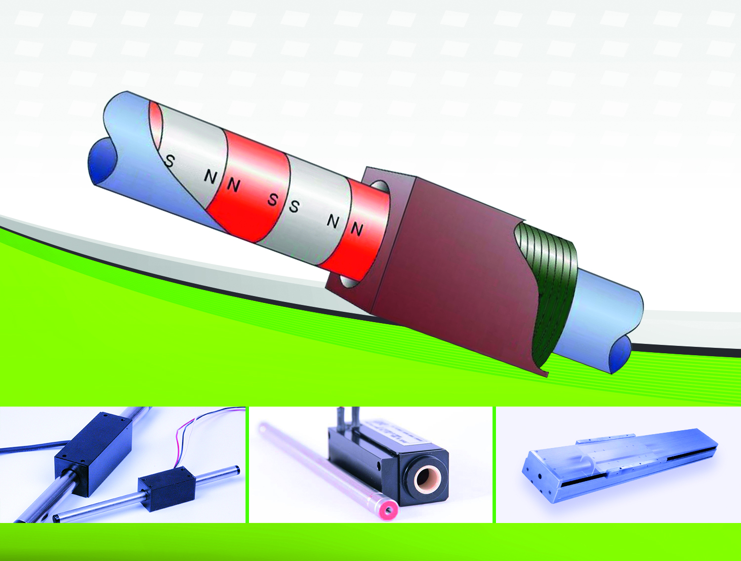 Linear and rotating servo motors with high degree of efficiency