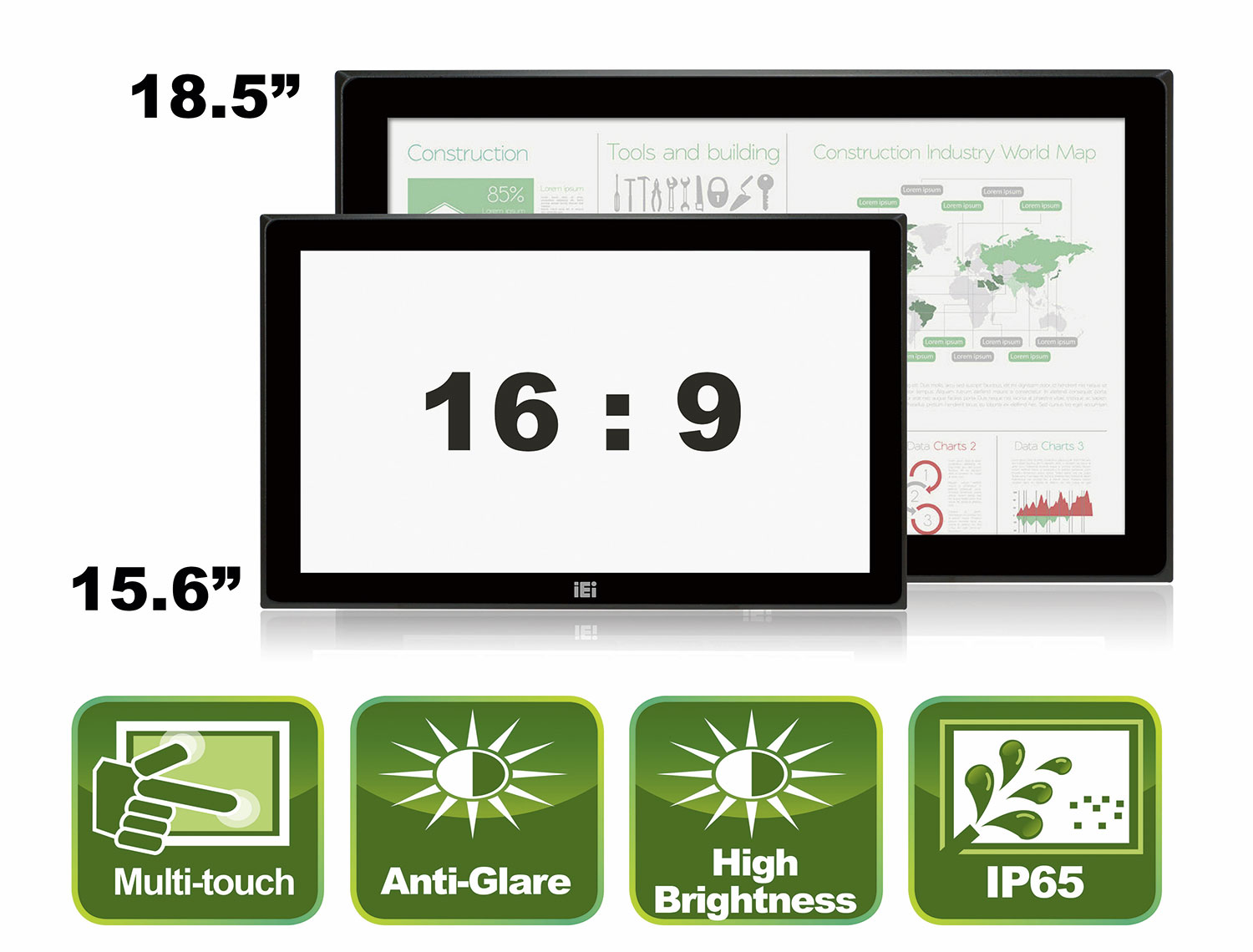 Industrial 16:9 wide screen monitors