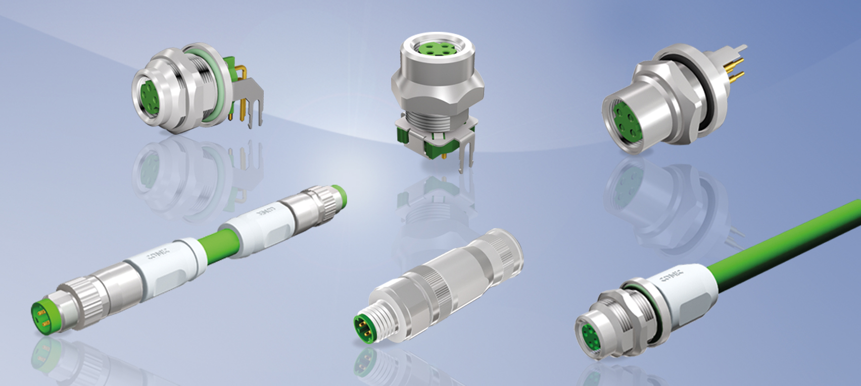 Industrial Ethernet connectors for transfer rates up to 100 Mbps