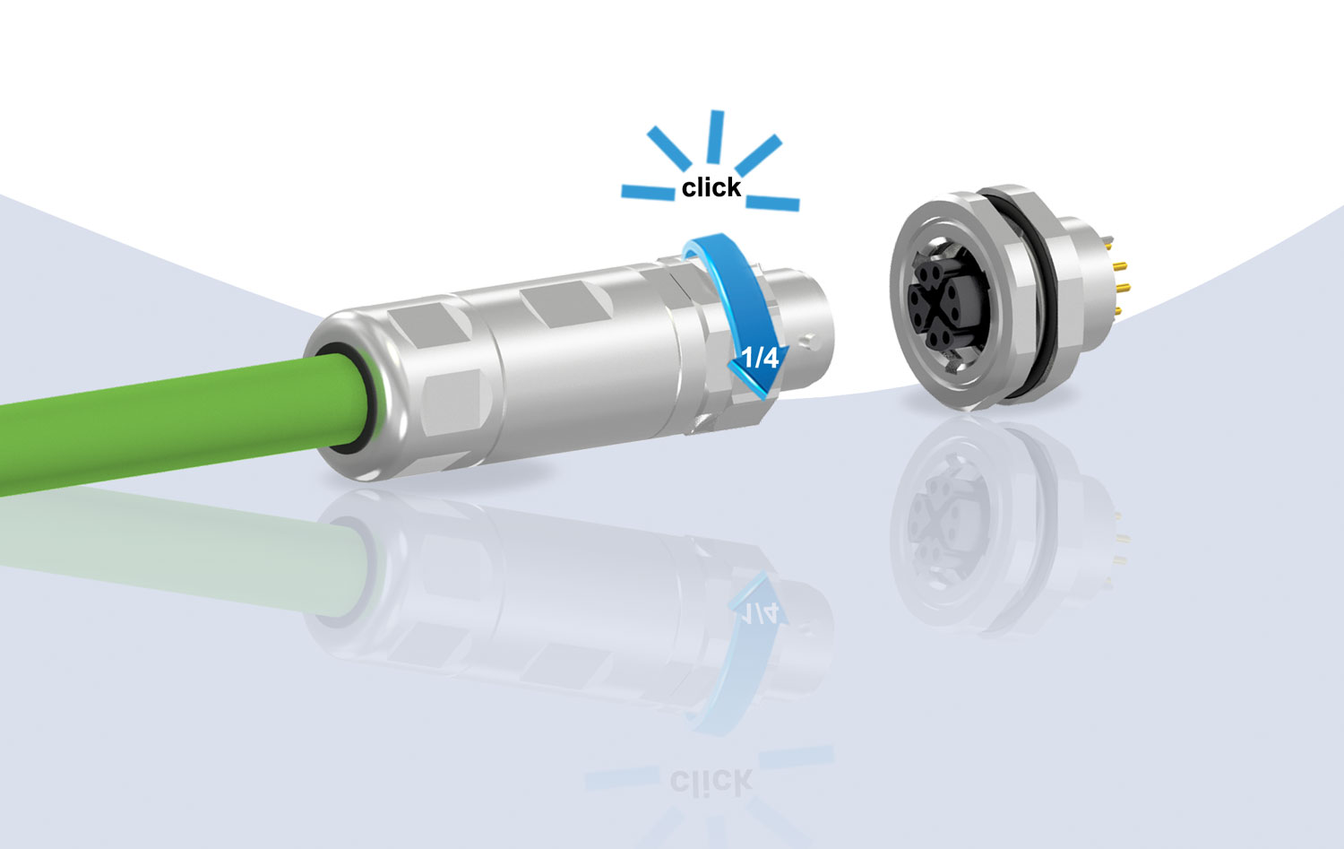 M12-Steckverbinder-Serie mit Bajonett-Schnellverriegelung und Datenübertragungsrate bis zu 10 Gbit/s