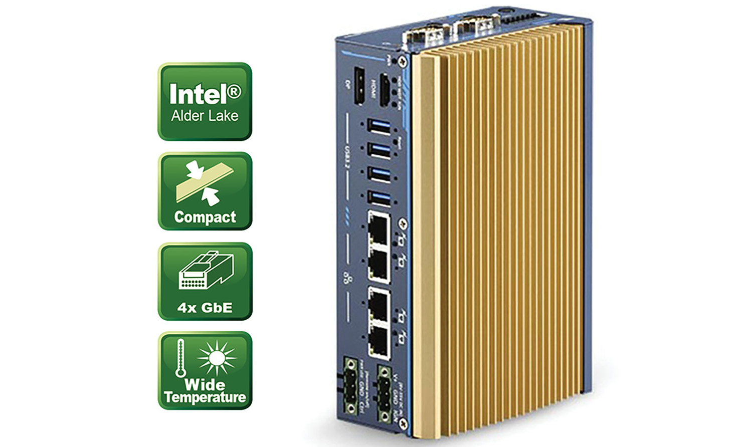 Fanless embedded PC with quadruple PoE+