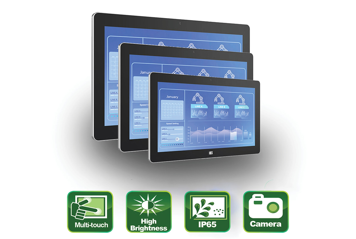 Industrial monitor series in flat bezel design