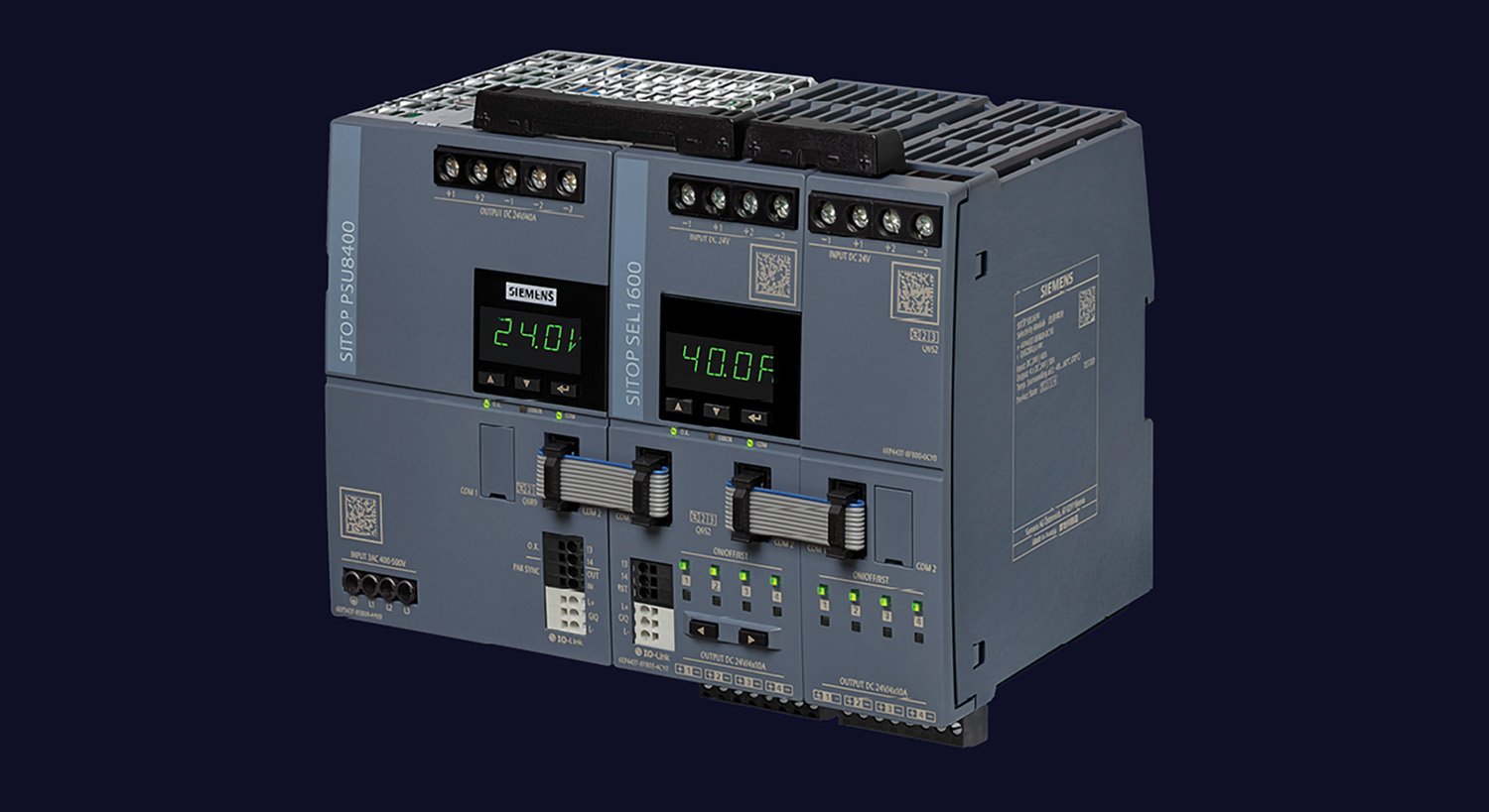 Industrial 24 V power supply system with IO-Link